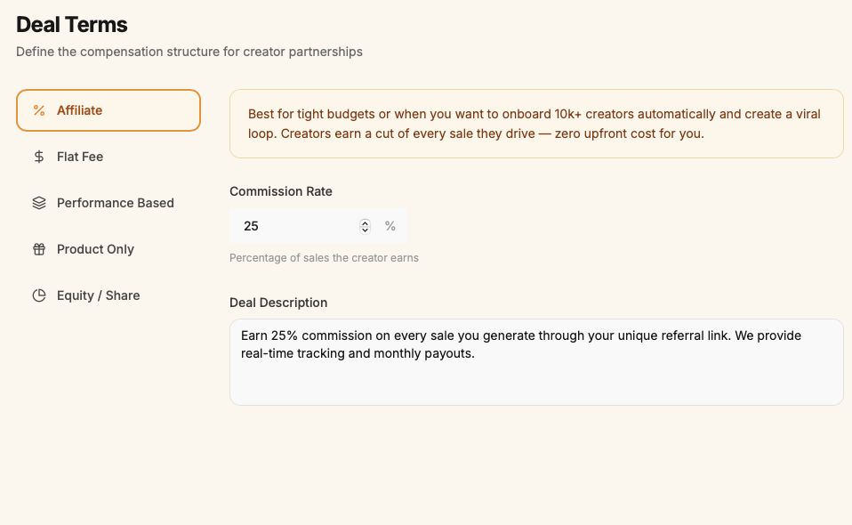 Deal Terms Configuration